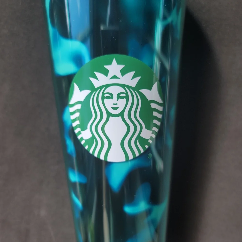 VENTI STARBUCKS GREEN & TEAL WATER WAVE TUMBLER